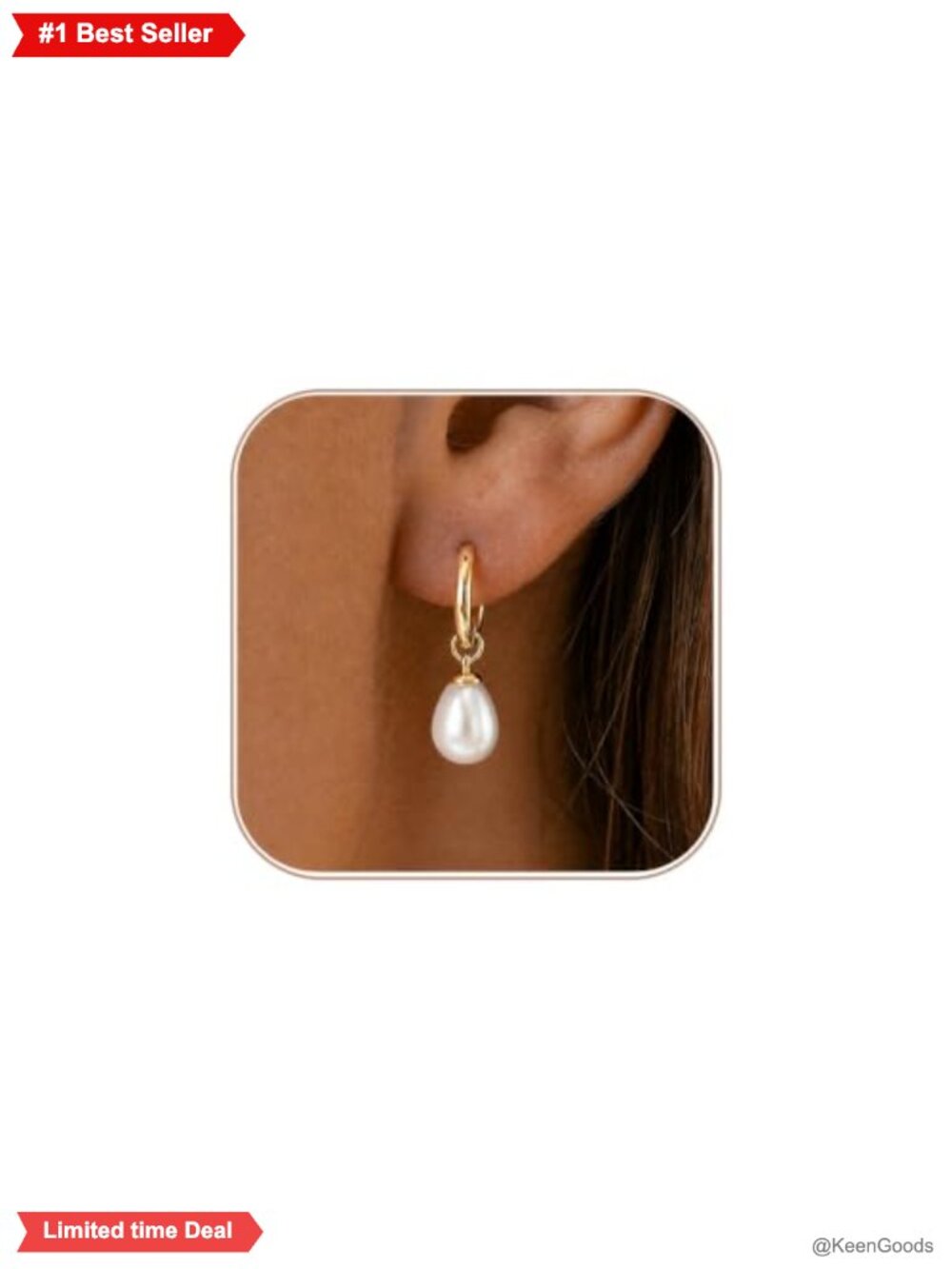Gold Plated Pearl Drop Huggie Hoop Earrings for Women